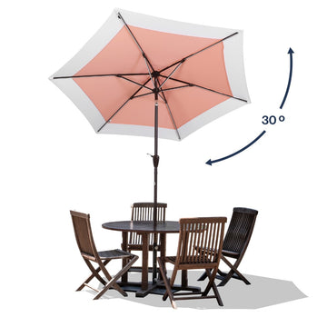 Spencer 9 ft. Classic Coastal 2-Tone Solar LED Market Patio Umbrella - JONATHAN Y